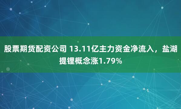股票期货配资公司 13.11亿主力资金净流入,盐湖提锂概念涨1.79%
