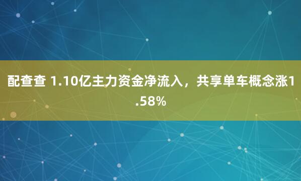 配查查 1.10亿主力资金净流入，共享单车概念涨1.58%